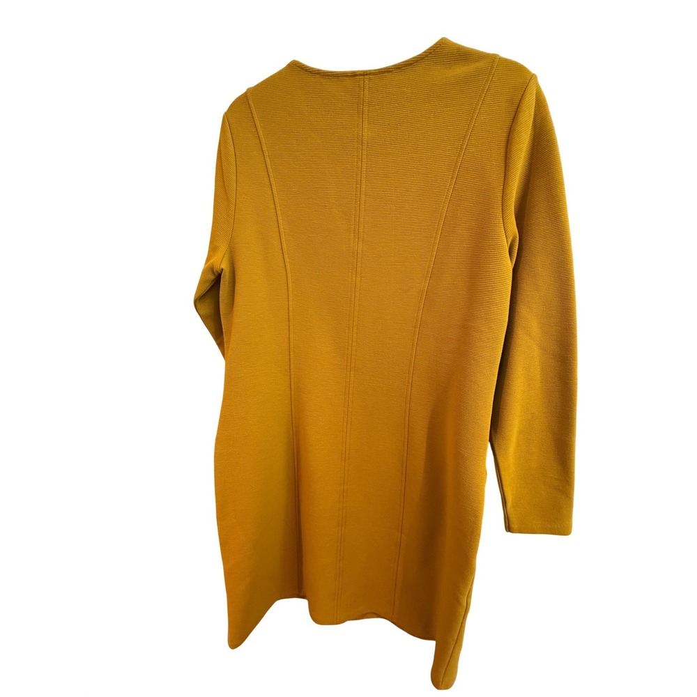 Boden Mustard Yellow Ottoman Rib Shift Dress Long Sleeve Pockets US 12R - Picture 7 of 7